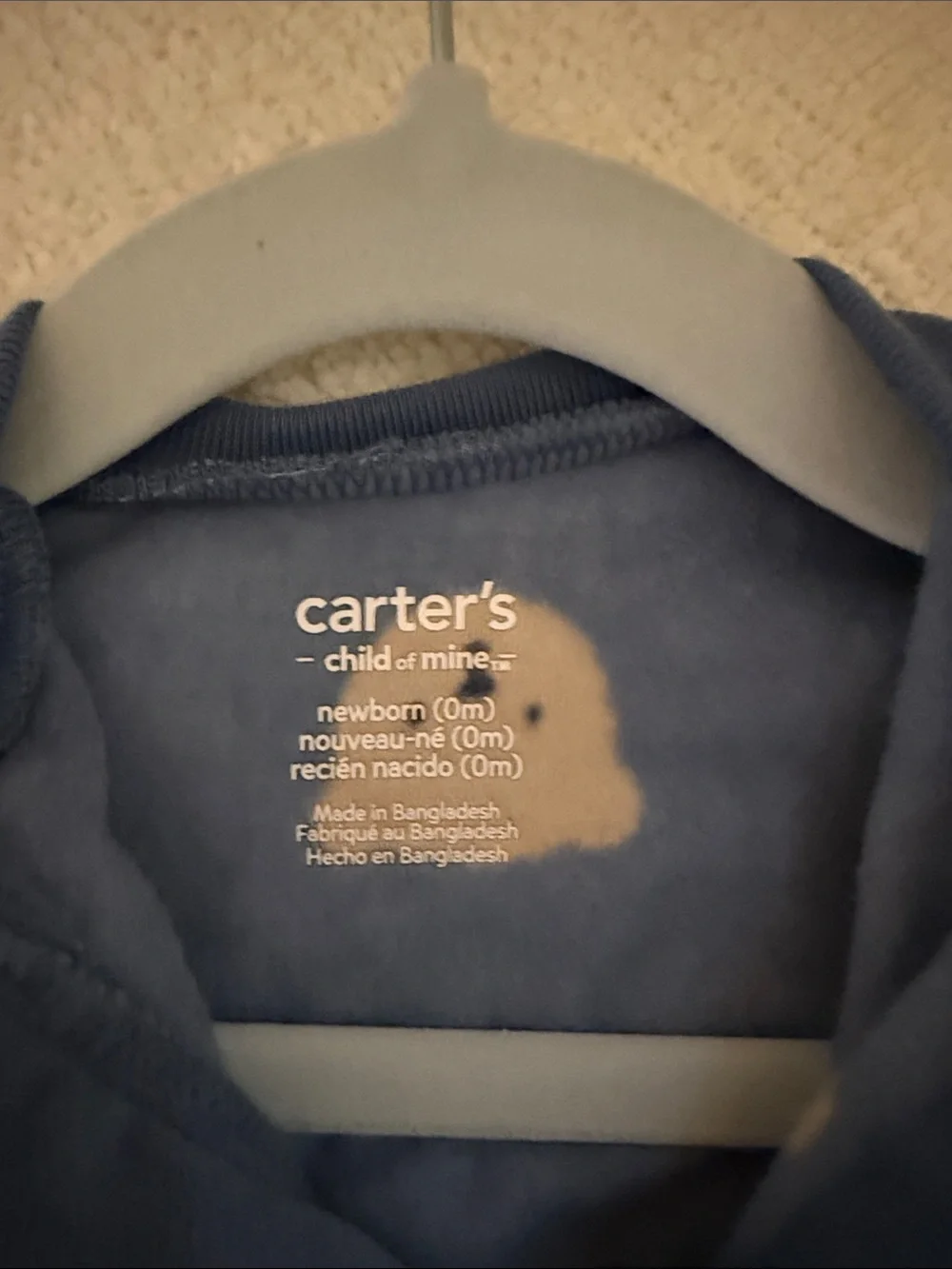 Carter's Newborn Navy Blue Bear Print Fleece One-Piece